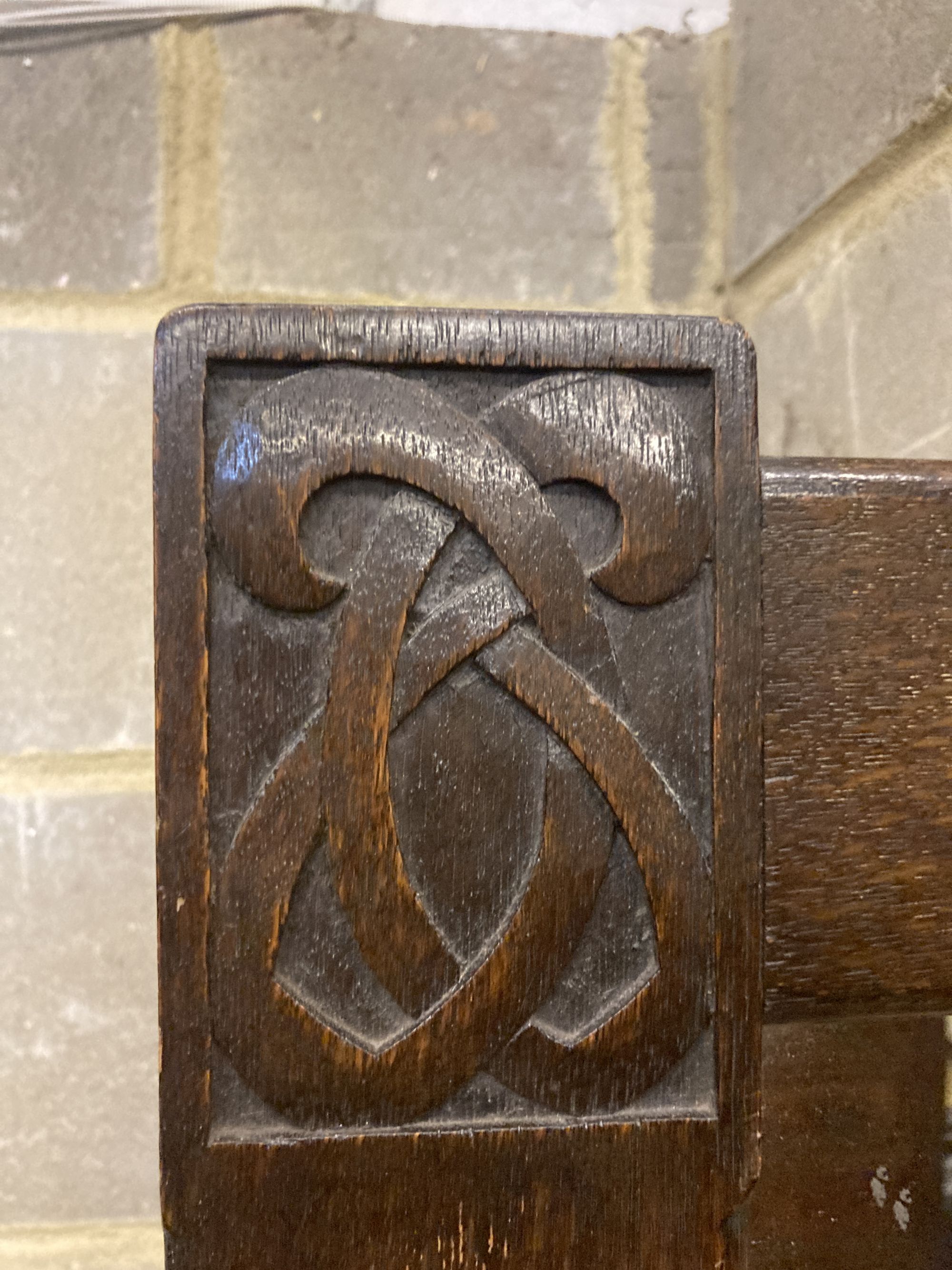 A Liberty rectangular carved oak wall mirror, width 91cm height 64cm